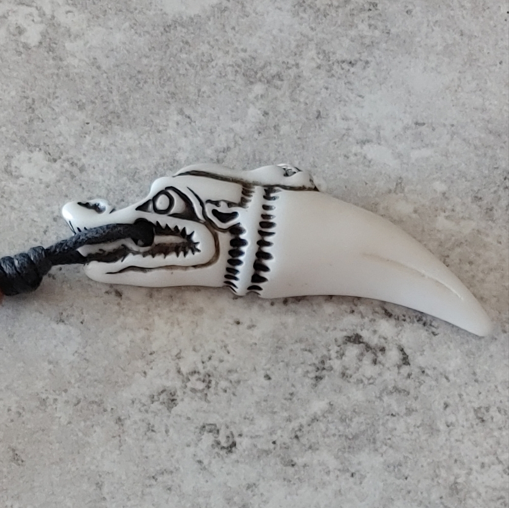 Men's Replica Carve Animal Tooth Tribal Pendant Necklace